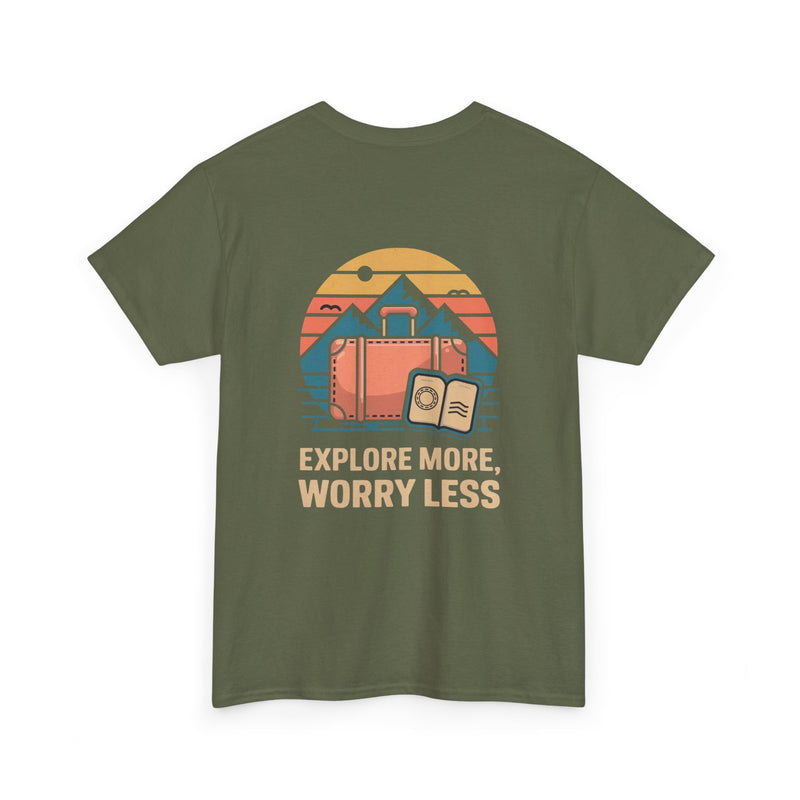 Unisex Heavy Cotton Tee: "Explore more worry less" - T-Shirt