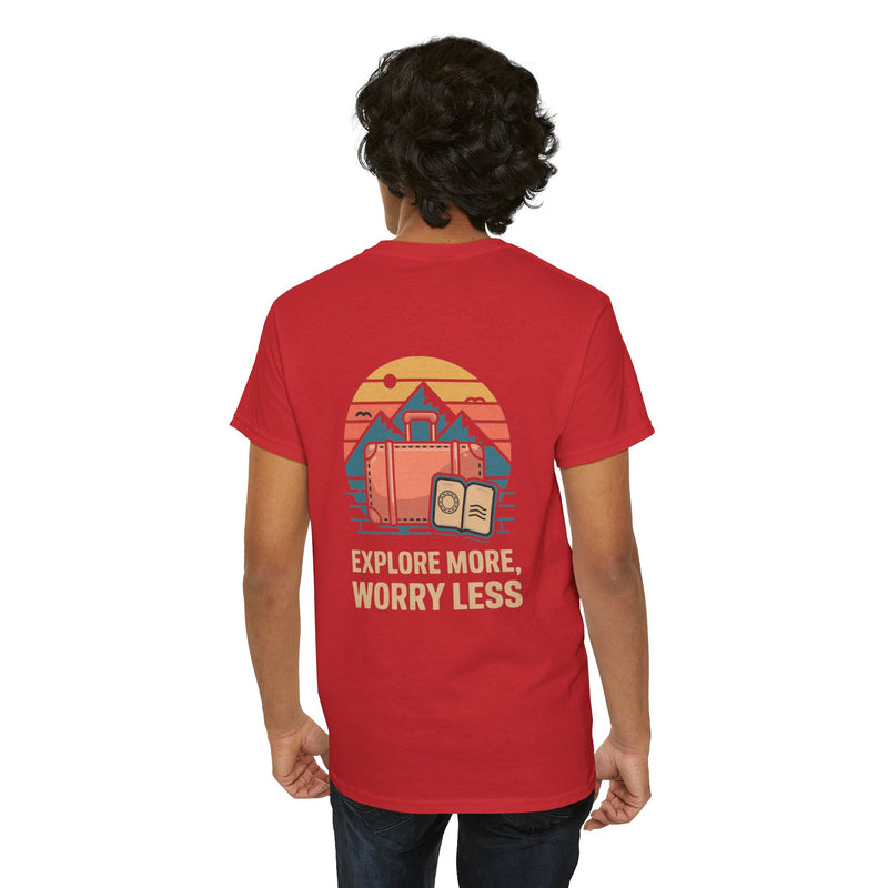 Unisex Heavy Cotton Tee: "Explore more worry less" - T-Shirt