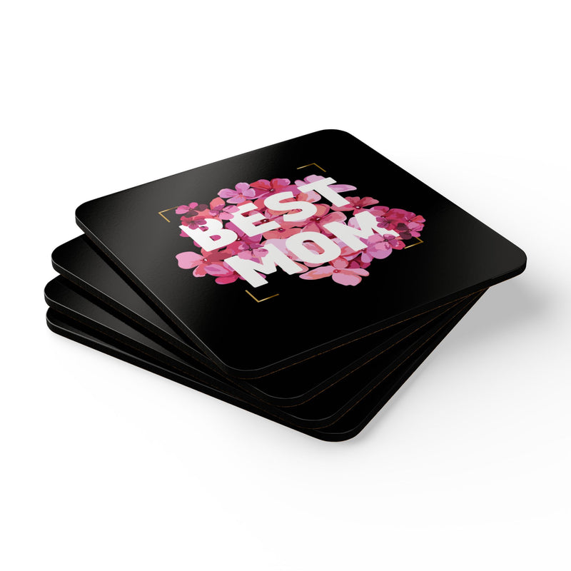 Floral 'Best Mom' Cork Coaster Set - Perfect Gift for Mother's Day