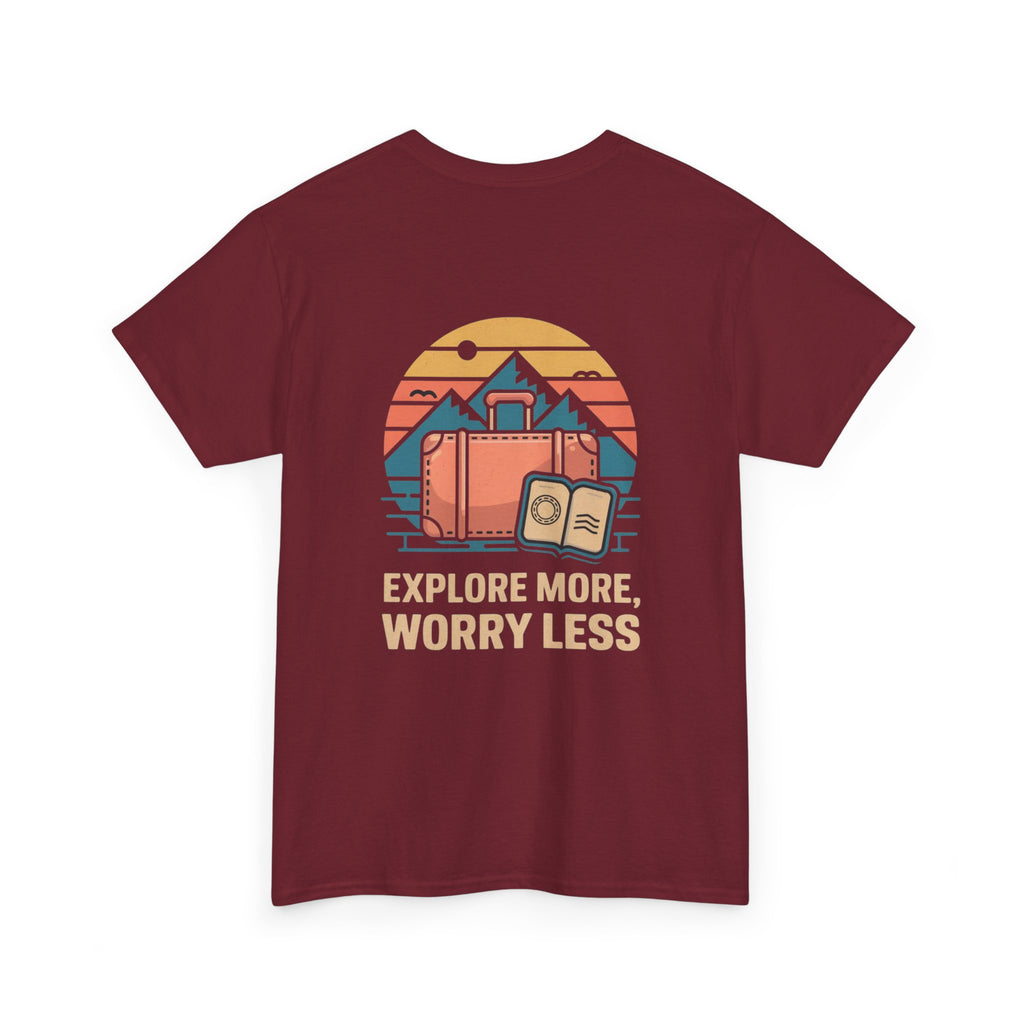Unisex Heavy Cotton Tee: "Explore more worry less" - T-Shirt