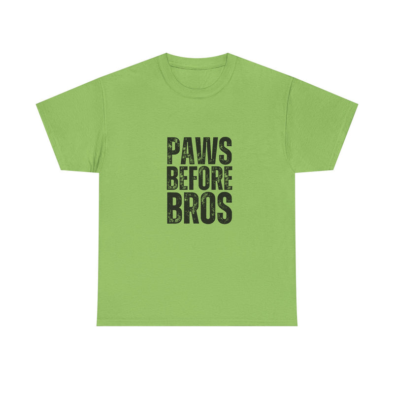 Unisex Heavy Cotton Tee - 'Paws Before Bros' Graphic T-Shirt