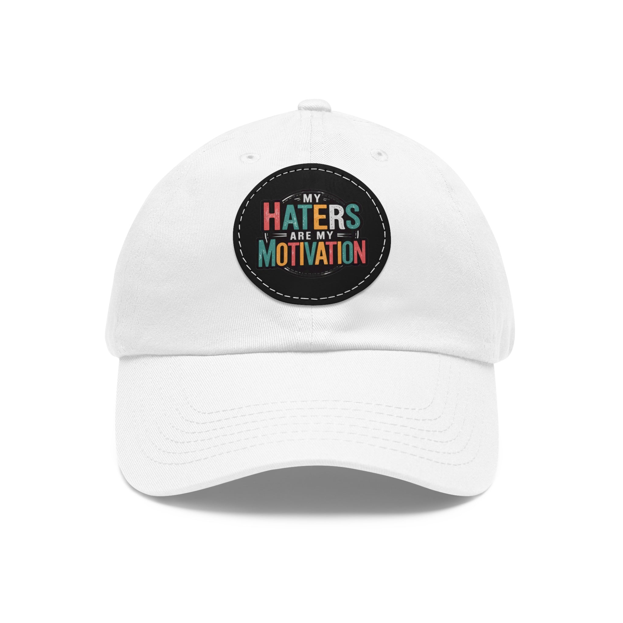 Motivational Dad Hat with Leather Patch - "My Haters Are My Motivation"