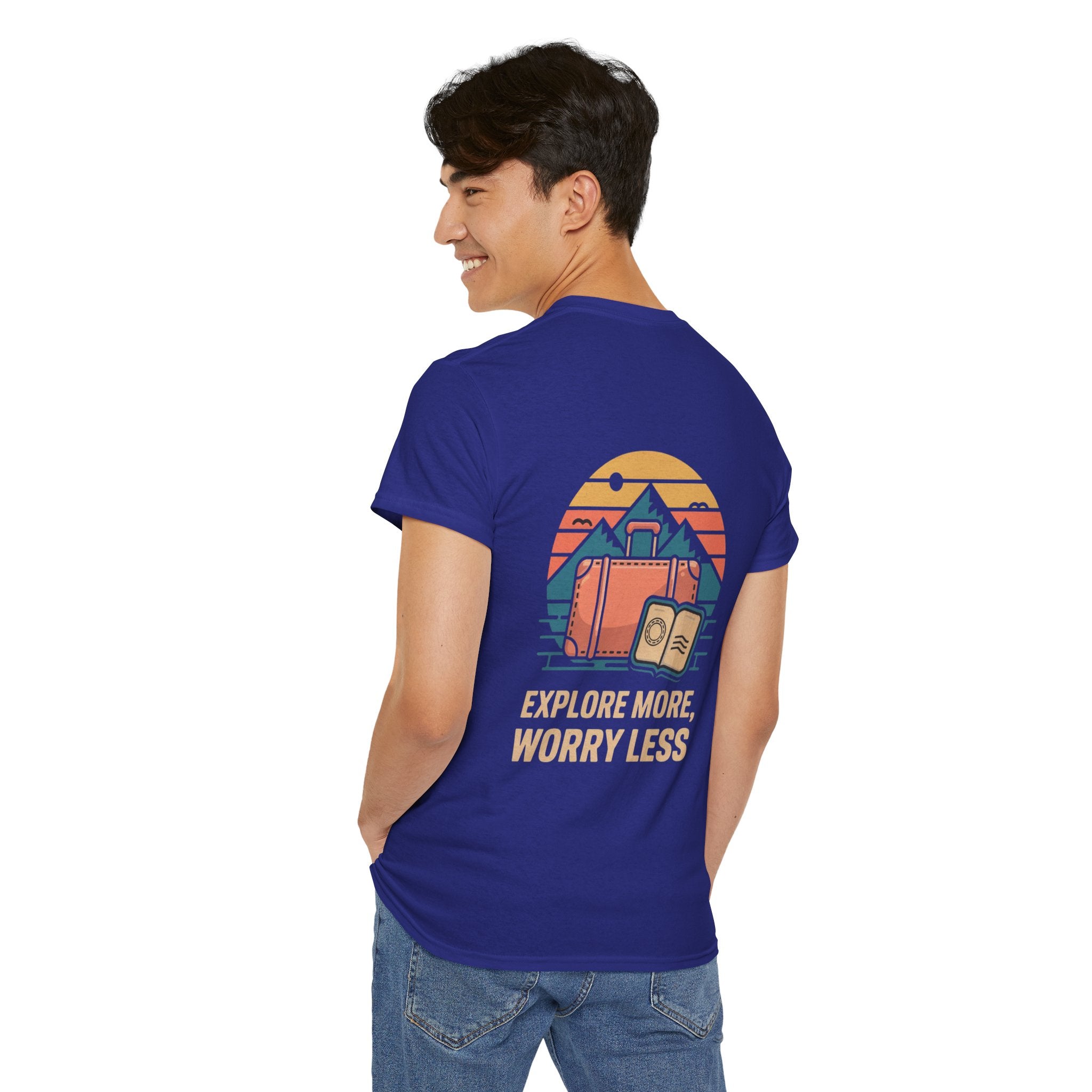 Unisex Heavy Cotton Tee: "Explore more worry less" - T-Shirt