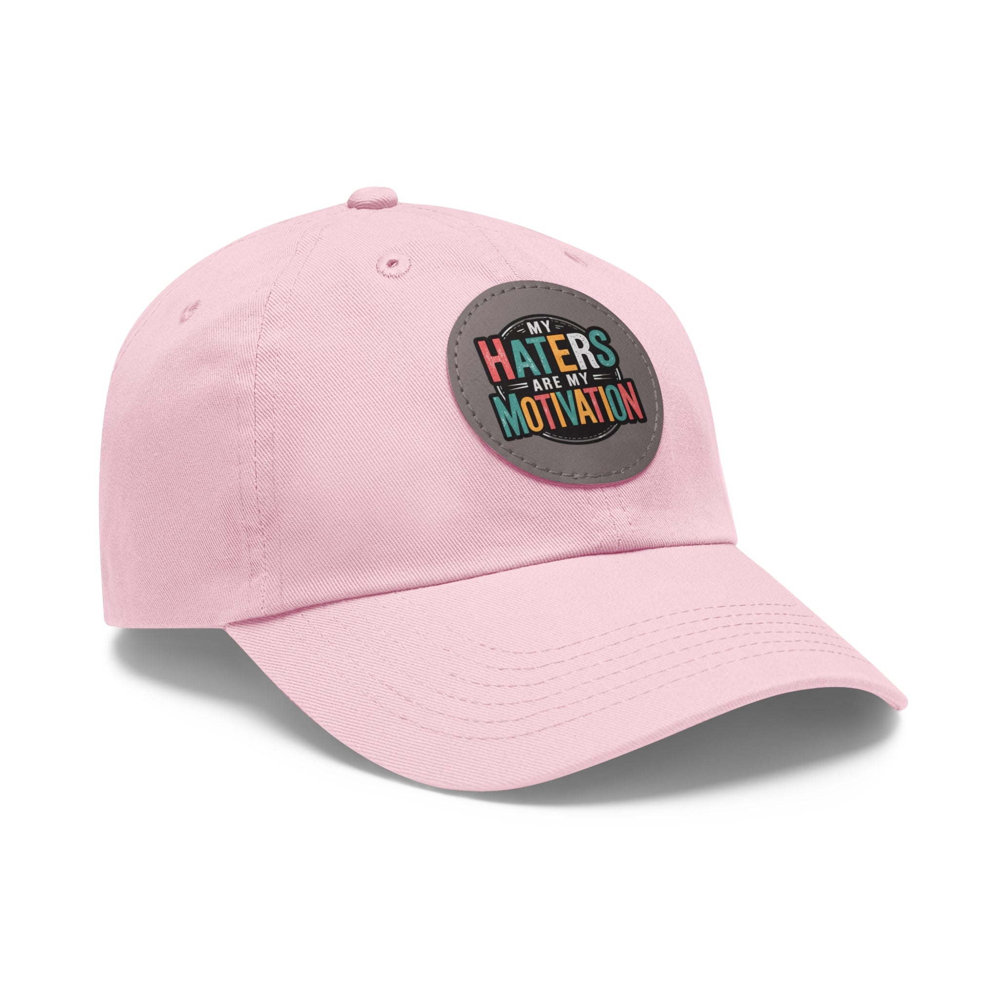 Motivational Dad Hat with Leather Patch - "My Haters Are My Motivation"
