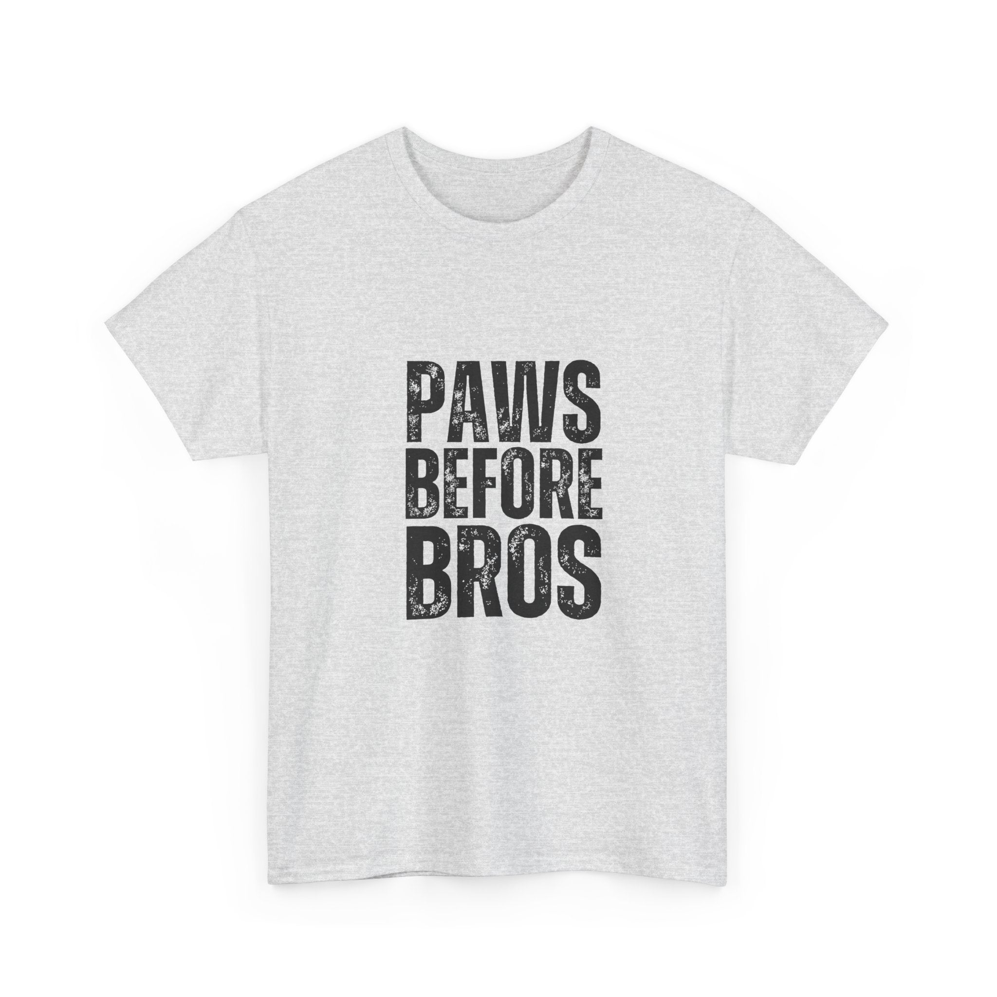 Unisex Heavy Cotton Tee - 'Paws Before Bros' Graphic T-Shirt
