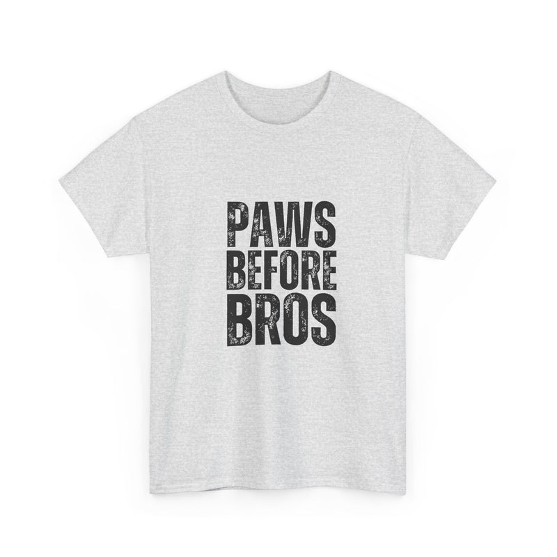 Unisex Heavy Cotton Tee - 'Paws Before Bros' Graphic T-Shirt