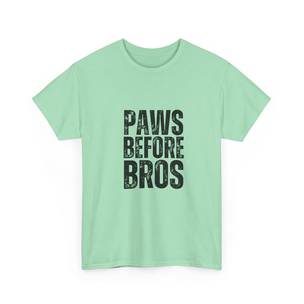 Unisex Heavy Cotton Tee - 'Paws Before Bros' Graphic T-Shirt