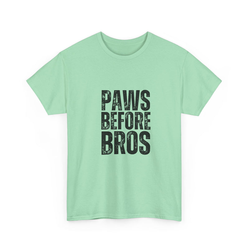 Unisex Heavy Cotton Tee - 'Paws Before Bros' Graphic T-Shirt
