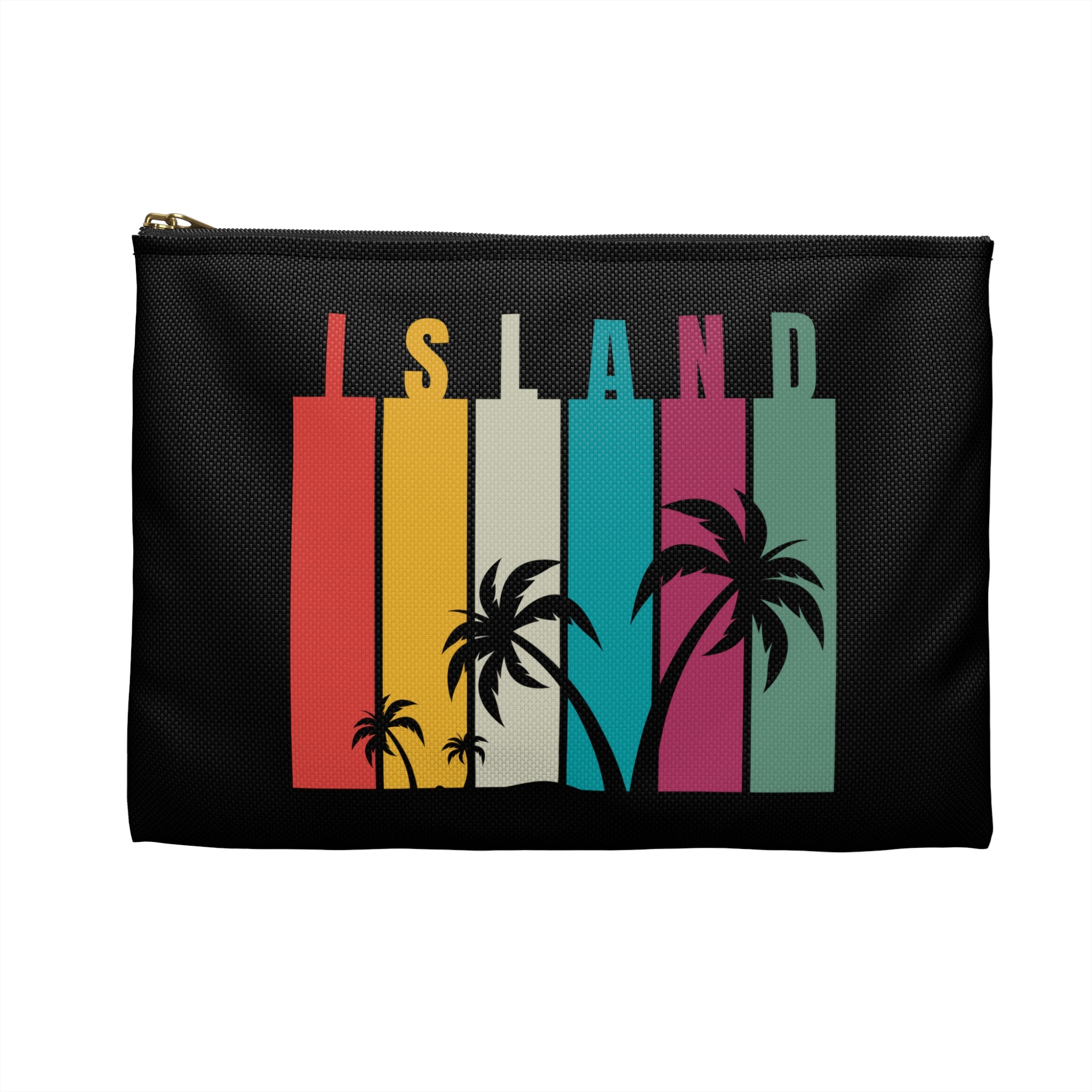 Tropical Island Accessory Pouch - Colorful Palm Tree Design for Travel & Organizing