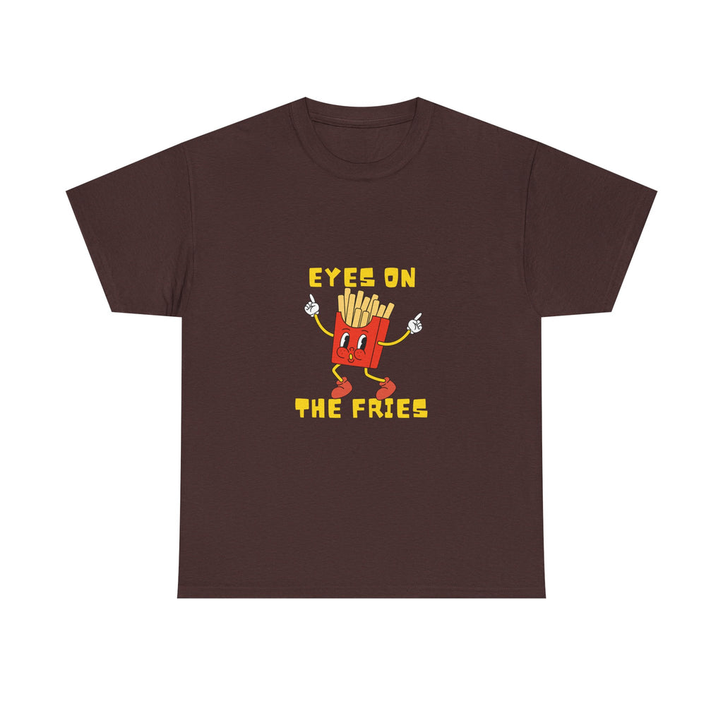 Funny Foodie Unisex Heavy Cotton Tee - 'Eyes on the Fries' Graphic T-Shirt
