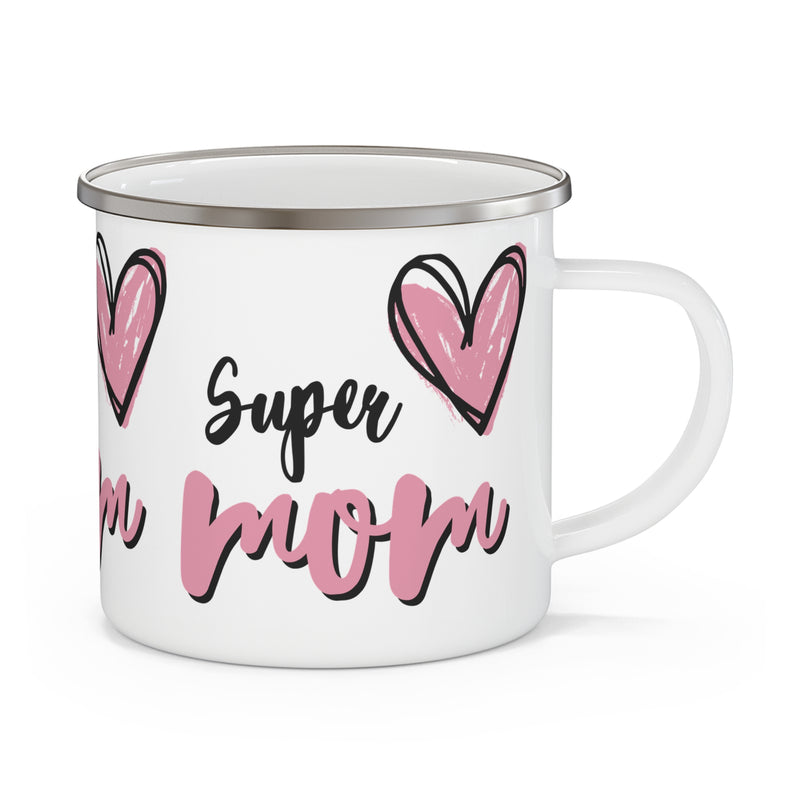 Super Mom Enamel Camping Mug - Perfect Gift for Mother's Day & Nature Lovers