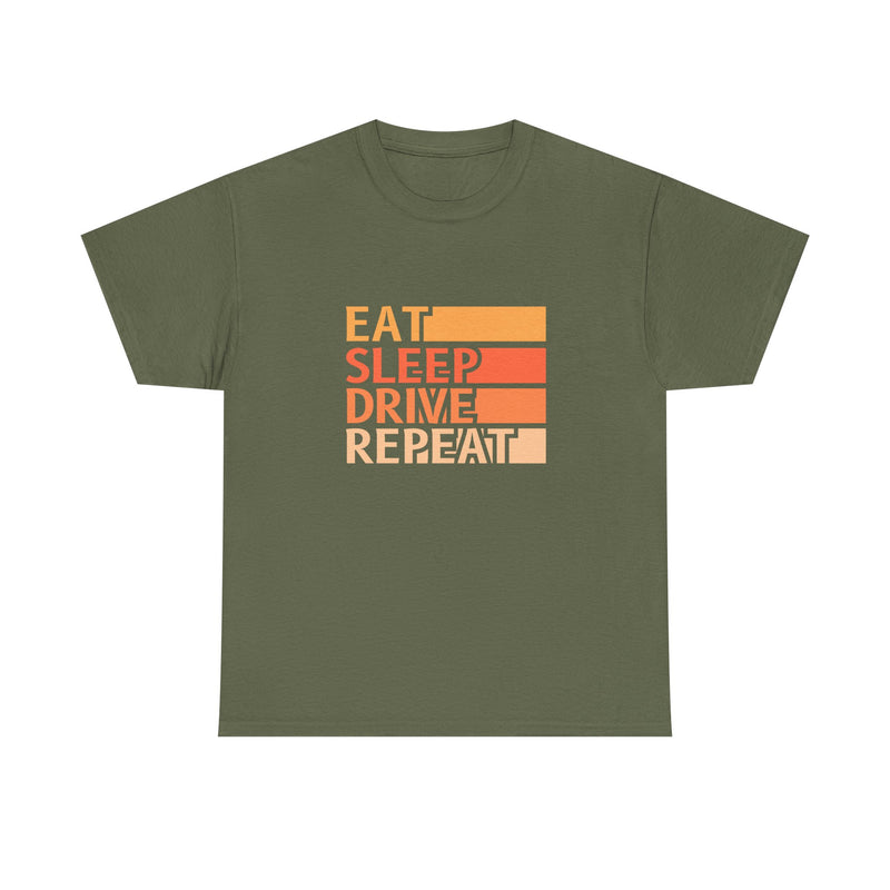 Eat Sleep Drive Repeat Unisex Heavy Cotton Tee - Perfect for Car Enthusiasts