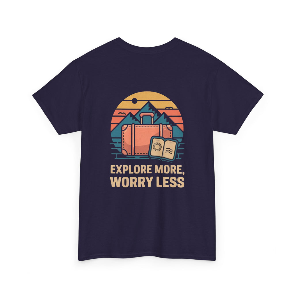 Unisex Heavy Cotton Tee: "Explore more worry less" - T-Shirt