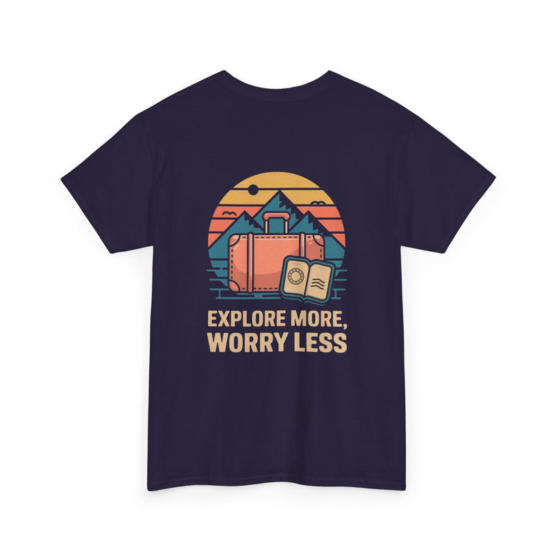 Unisex Heavy Cotton Tee: "Explore more worry less" - T-Shirt