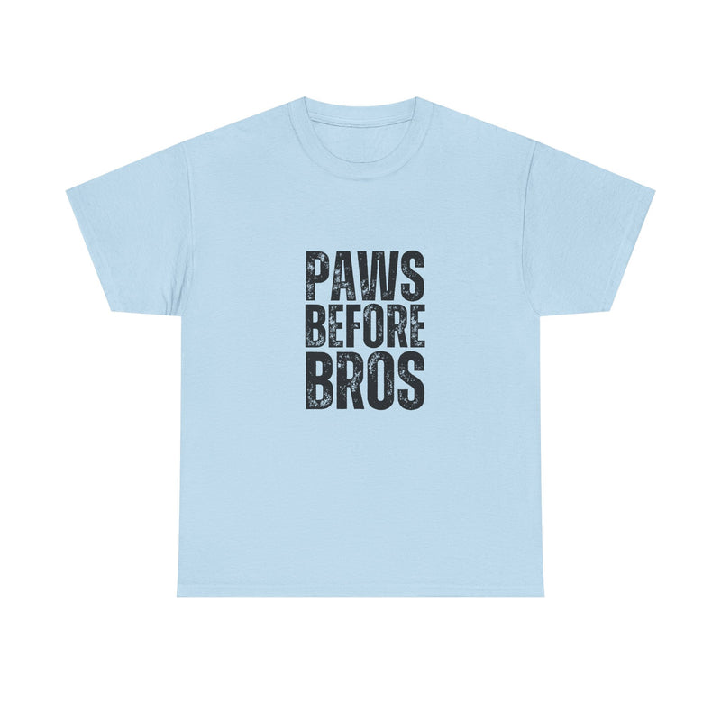 Unisex Heavy Cotton Tee - 'Paws Before Bros' Graphic T-Shirt