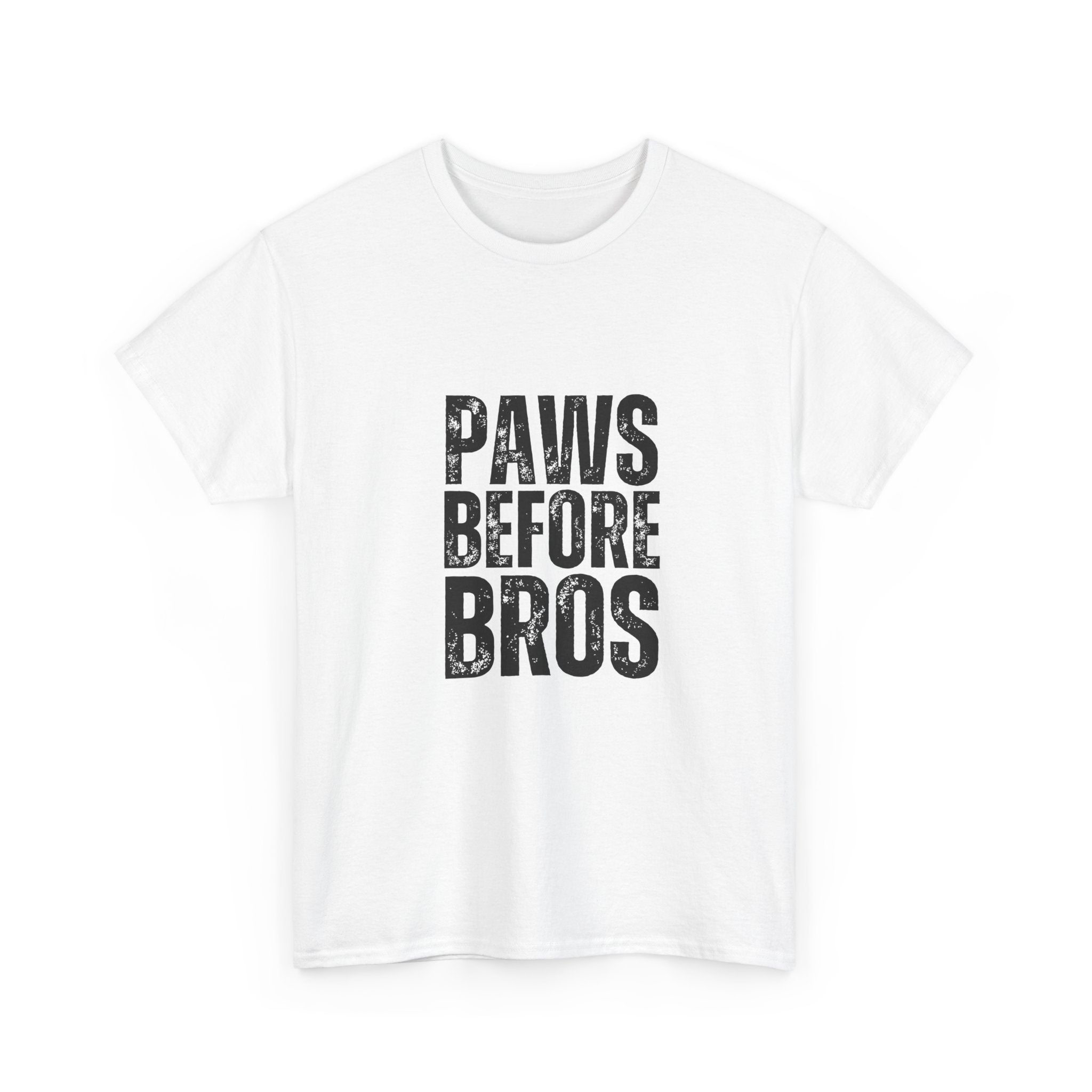 Unisex Heavy Cotton Tee - 'Paws Before Bros' Graphic T-Shirt