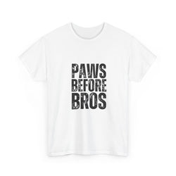 Unisex Heavy Cotton Tee - 'Paws Before Bros' Graphic T-Shirt
