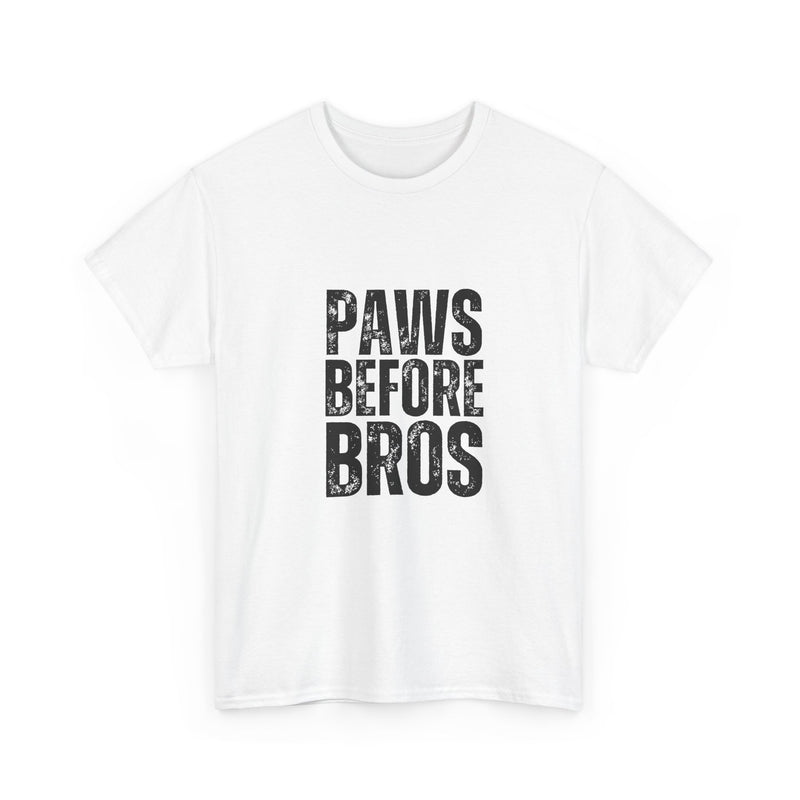 Unisex Heavy Cotton Tee - 'Paws Before Bros' Graphic T-Shirt