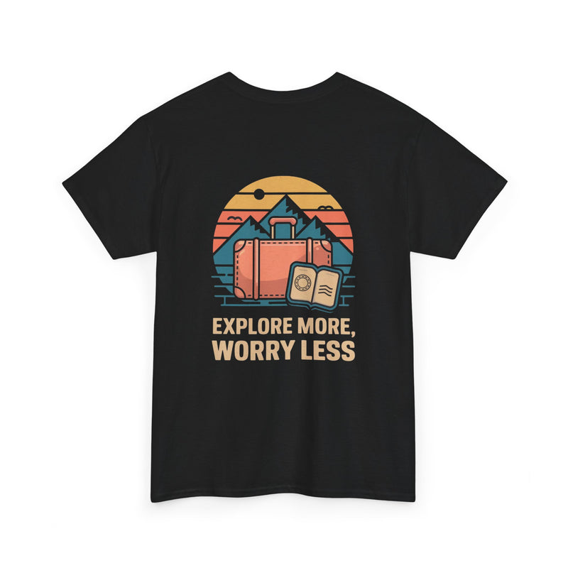 Unisex Heavy Cotton Tee: "Explore more worry less" - T-Shirt