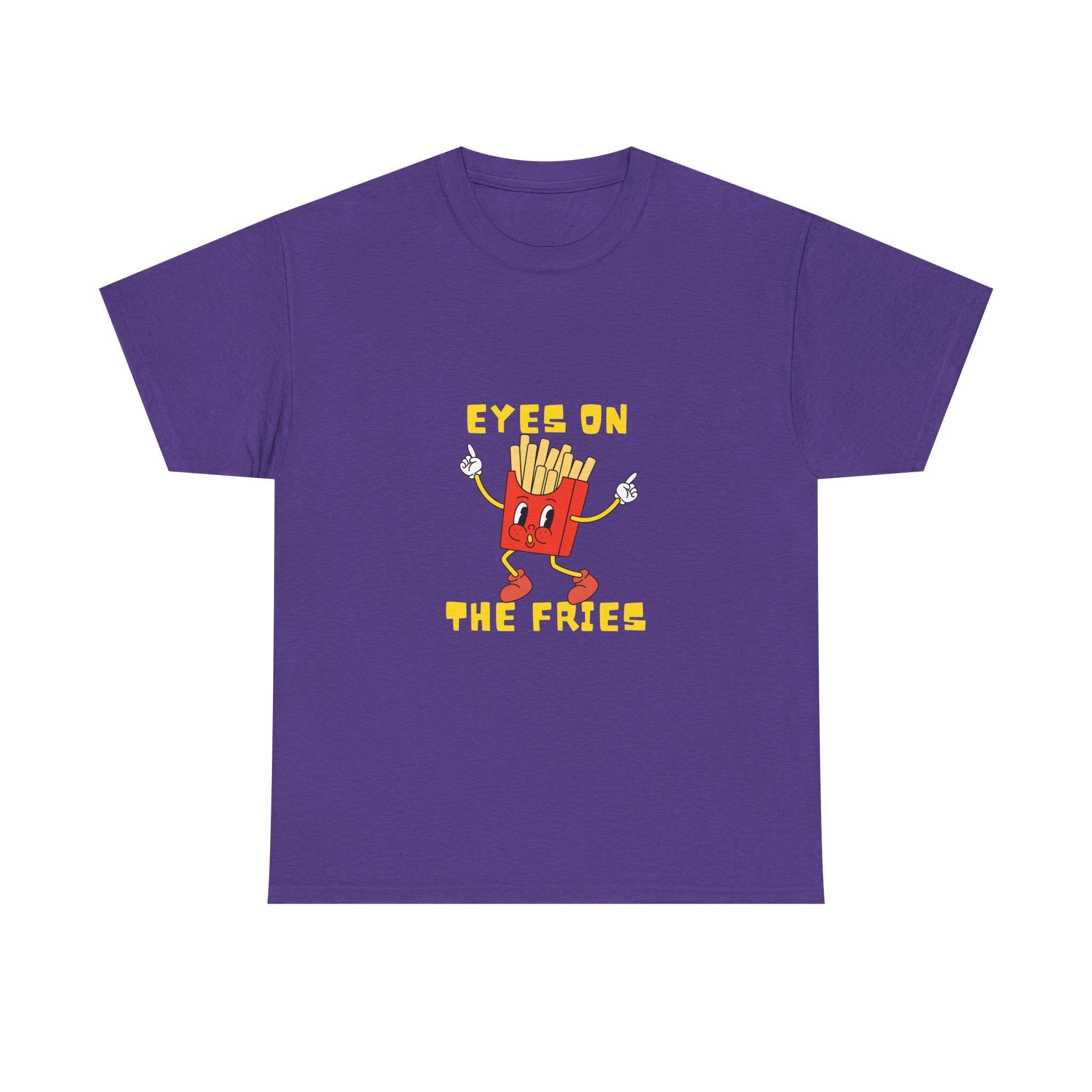 Funny Foodie Unisex Heavy Cotton Tee - 'Eyes on the Fries' Graphic T-Shirt