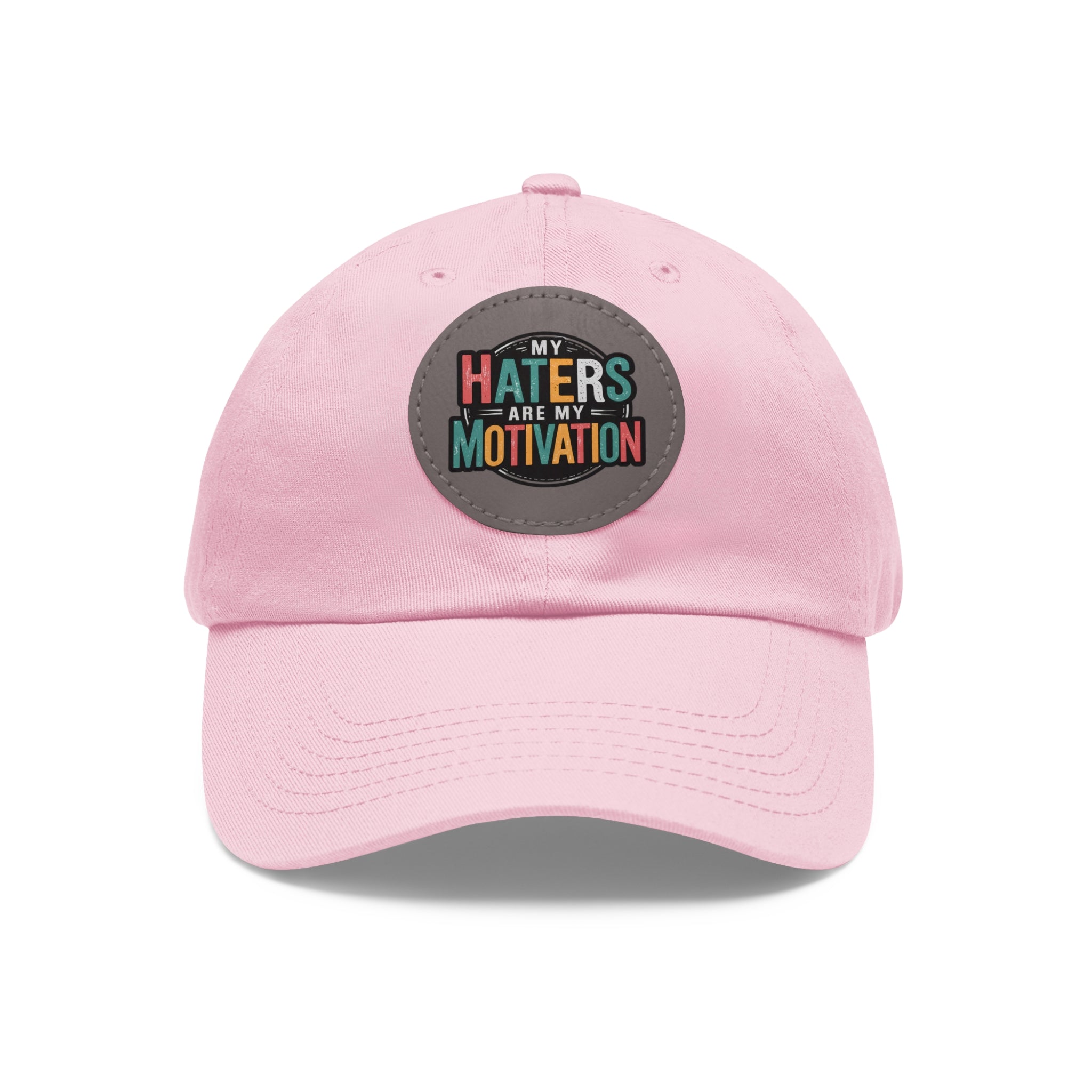 Motivational Dad Hat with Leather Patch - "My Haters Are My Motivation"