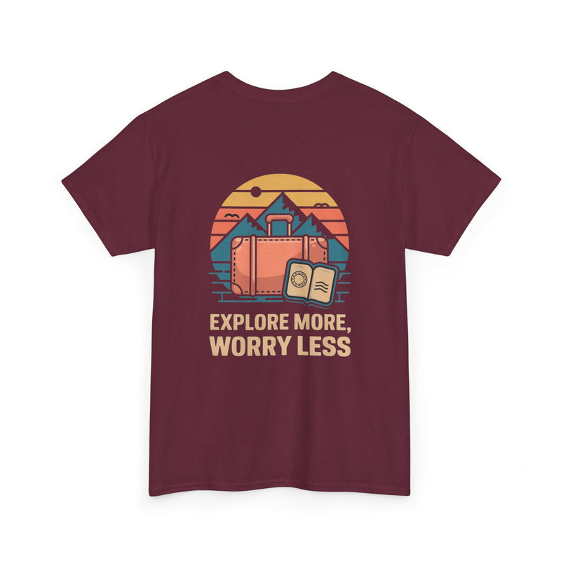 Unisex Heavy Cotton Tee: "Explore more worry less" - T-Shirt