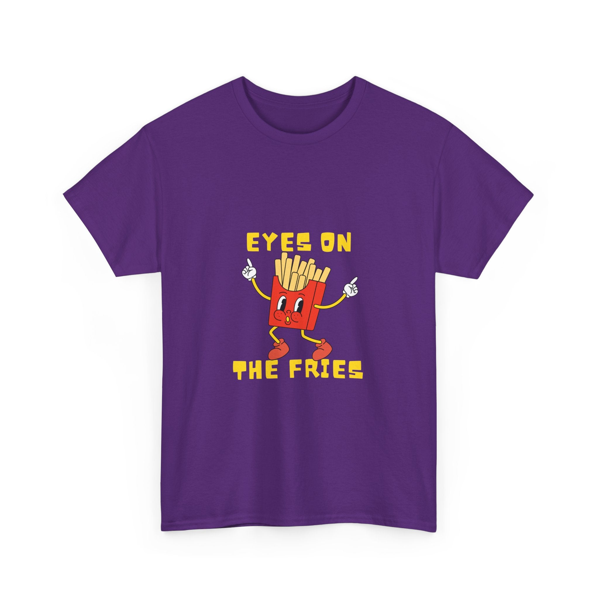 Funny Foodie Unisex Heavy Cotton Tee - 'Eyes on the Fries' Graphic T-Shirt