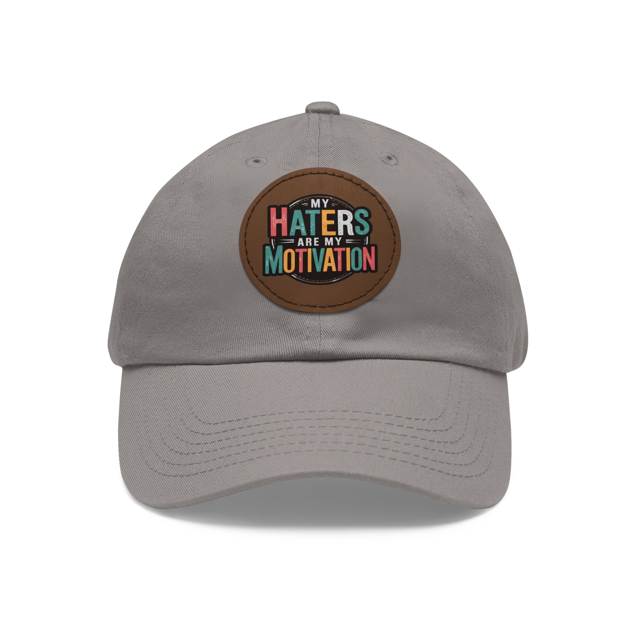Motivational Dad Hat with Leather Patch - "My Haters Are My Motivation"