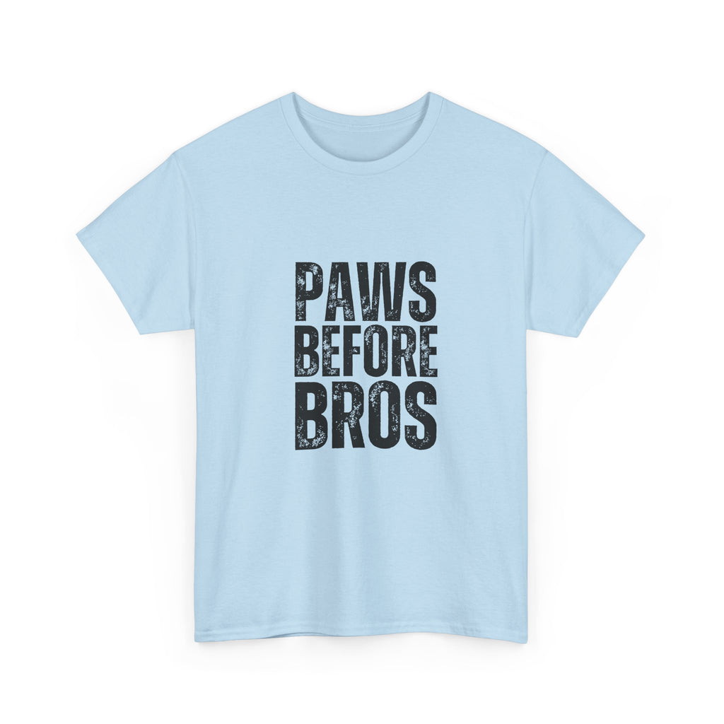 Unisex Heavy Cotton Tee - 'Paws Before Bros' Graphic T-Shirt