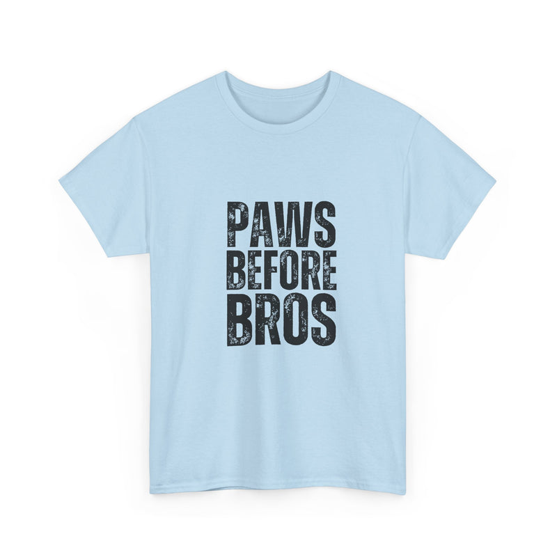 Unisex Heavy Cotton Tee - 'Paws Before Bros' Graphic T-Shirt
