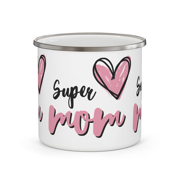 Super Mom Enamel Camping Mug - Perfect Gift for Mother's Day & Nature Lovers