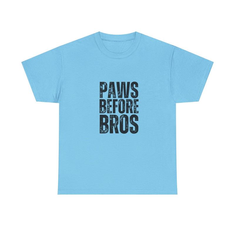 Unisex Heavy Cotton Tee - 'Paws Before Bros' Graphic T-Shirt