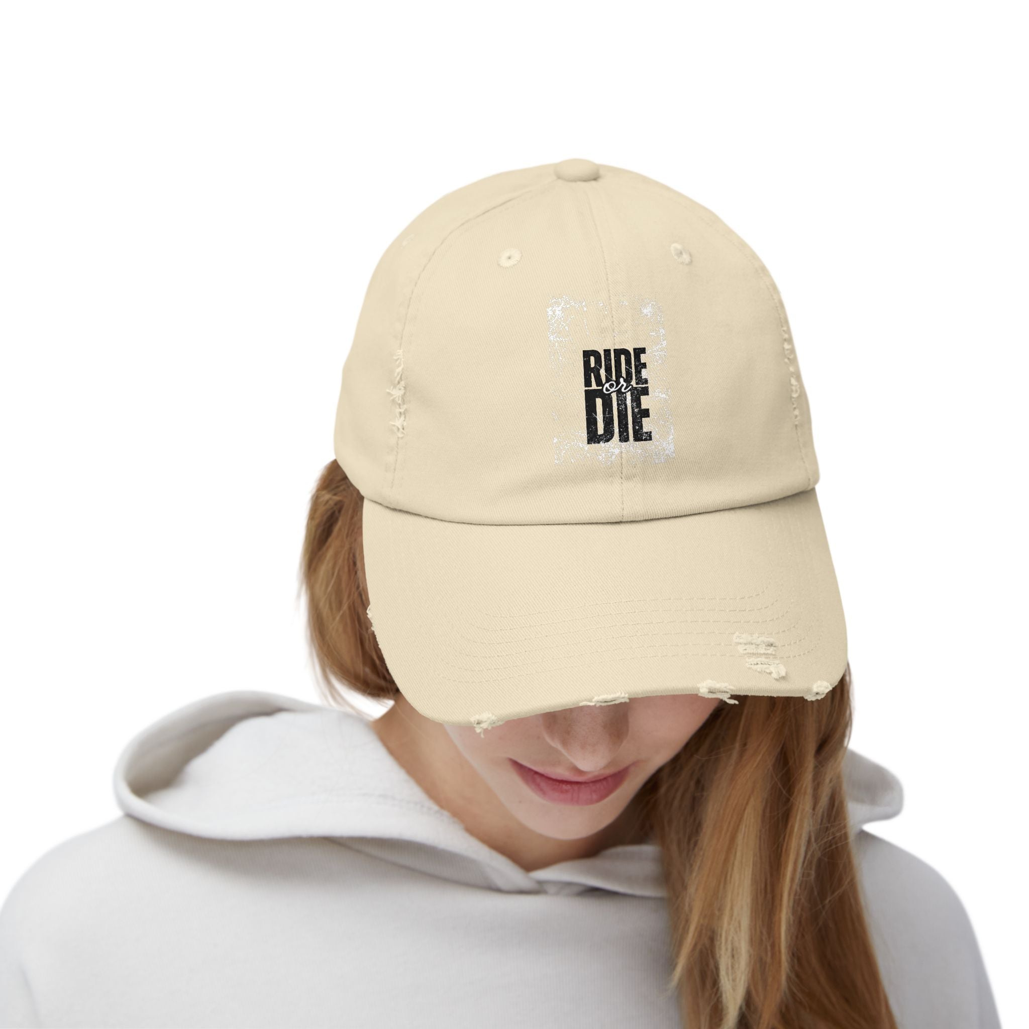 Unisex Distressed Cap - 'Ride or Die' Vintage Style Hat for Adventure Lovers