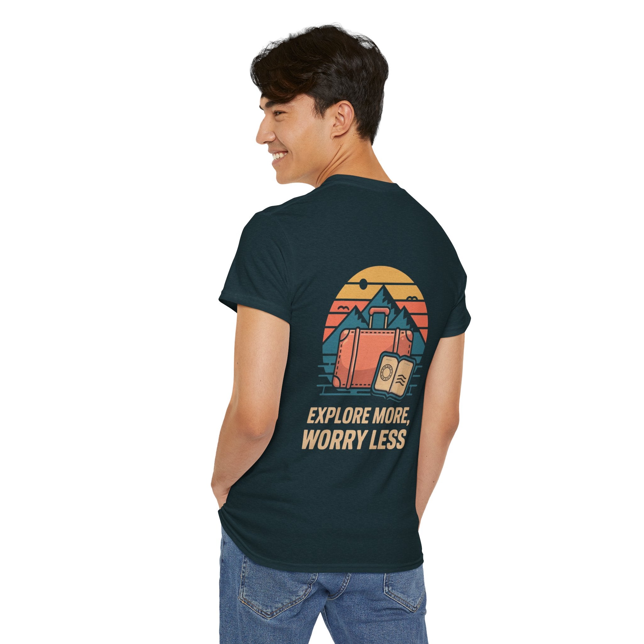 Unisex Heavy Cotton Tee: "Explore more worry less" - T-Shirt