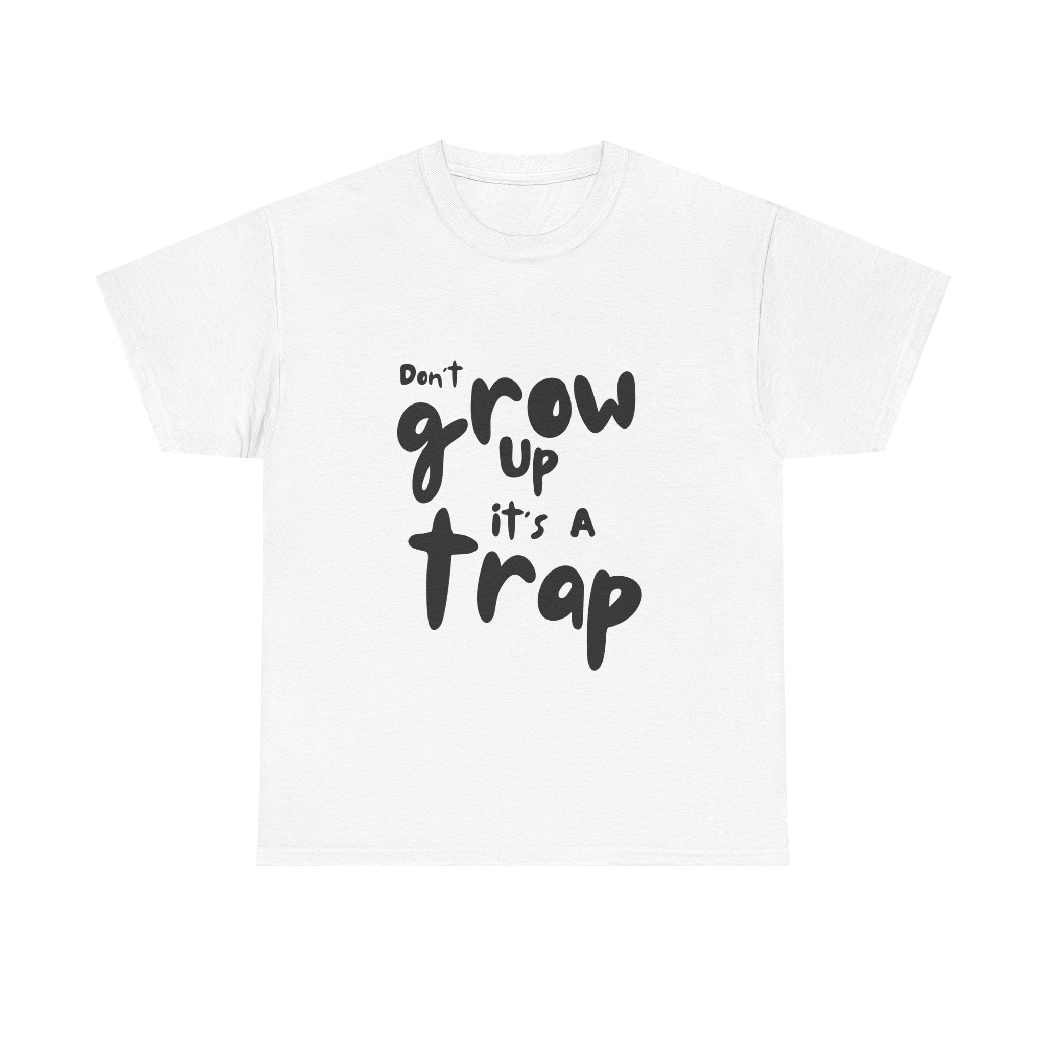 Funny Unisex Heavy Cotton Tee - "Don't Grow Up It's A Trap"