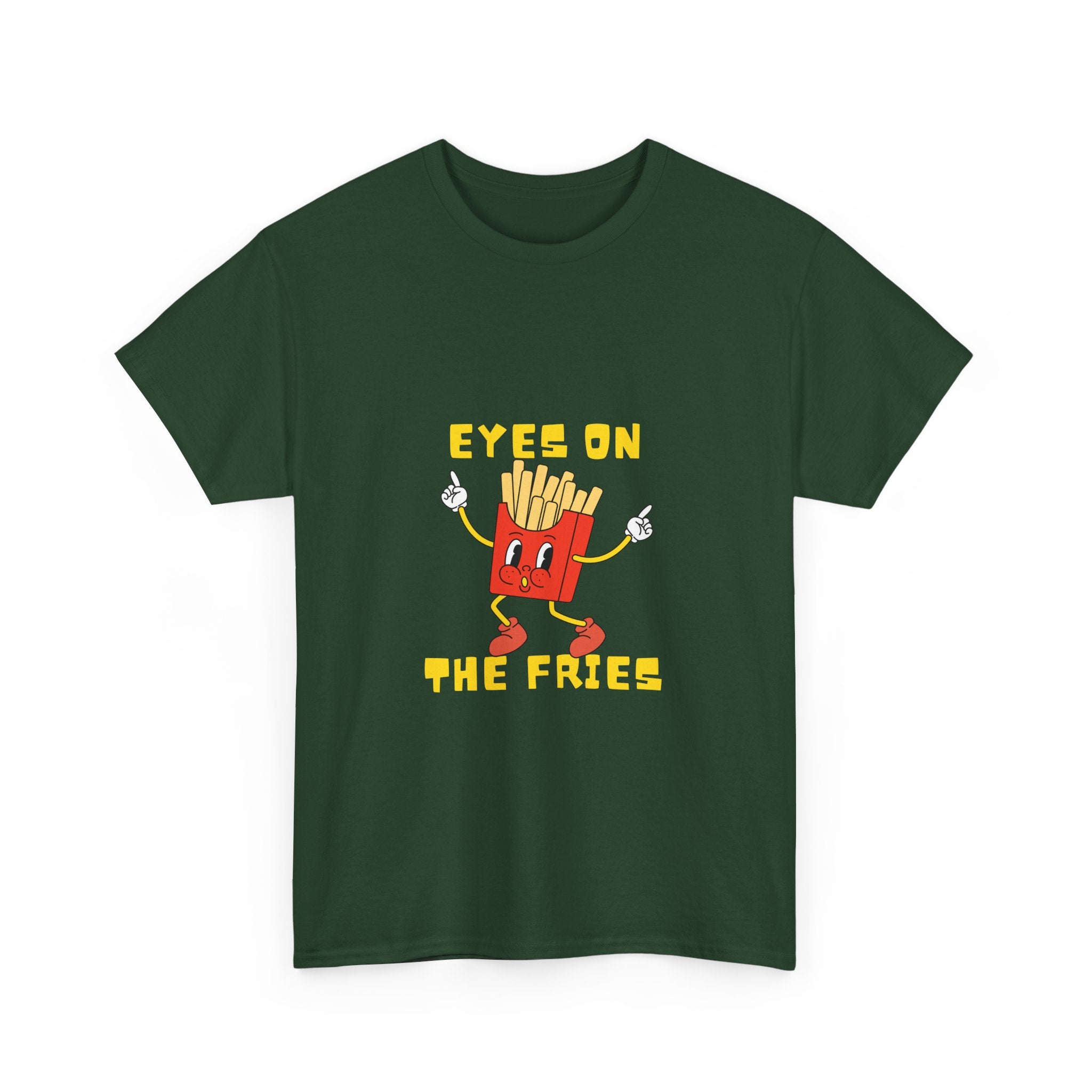 Funny Foodie Unisex Heavy Cotton Tee - 'Eyes on the Fries' Graphic T-Shirt