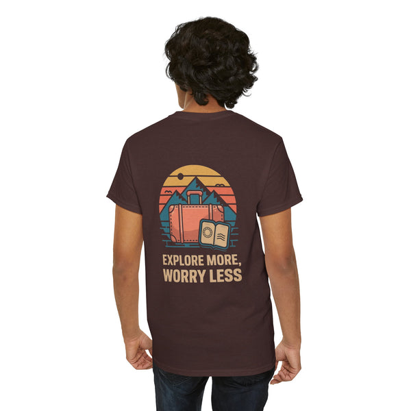 Unisex Heavy Cotton Tee: "Explore more worry less" - T-Shirt