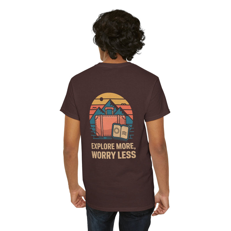 Unisex Heavy Cotton Tee: "Explore more worry less" - T-Shirt