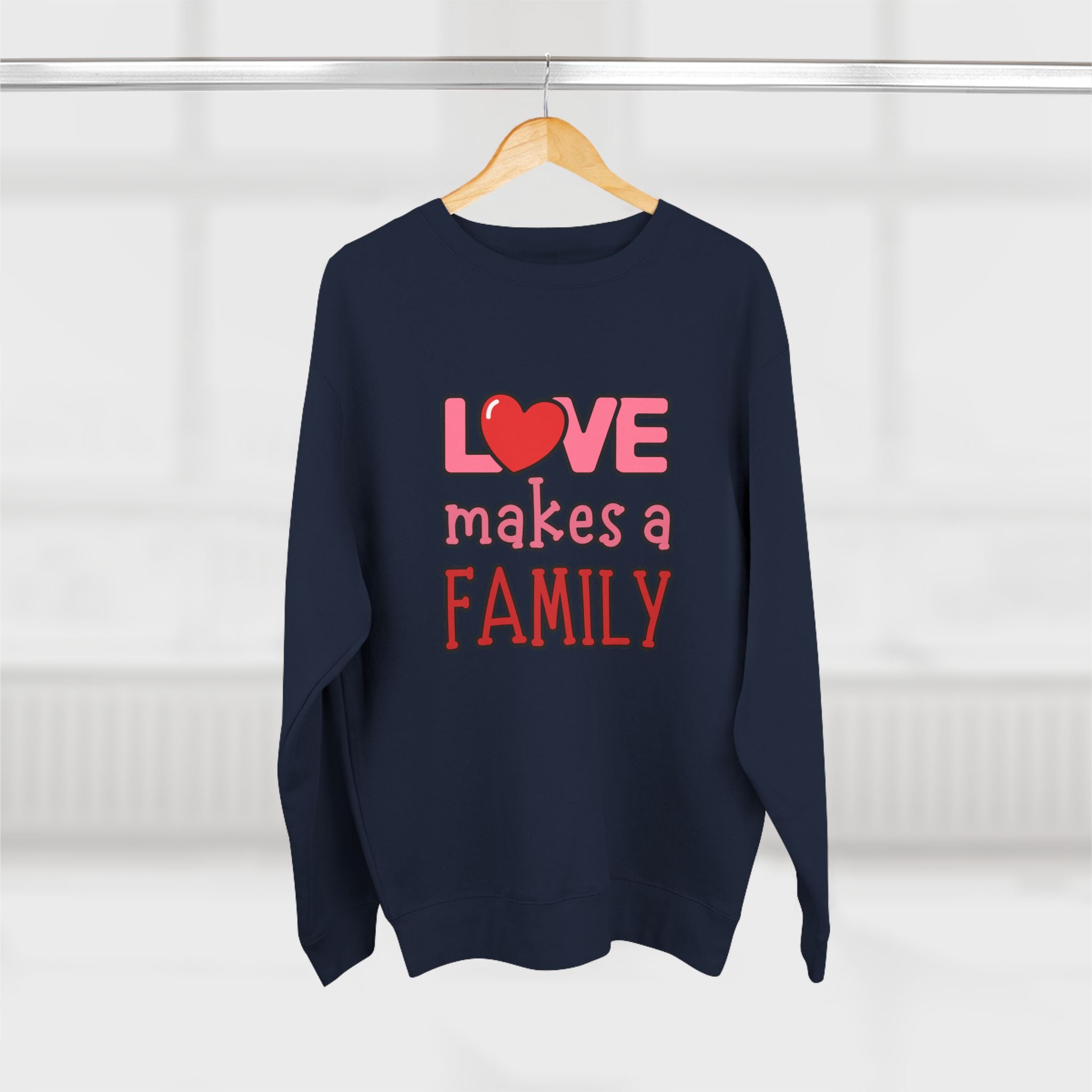 Love Makes a Family Unisex Crewneck Sweatshirt – Cozy and Heartfelt Gift for All Occasions