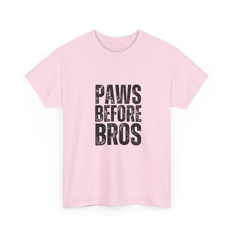 Unisex Heavy Cotton Tee - 'Paws Before Bros' Graphic T-Shirt