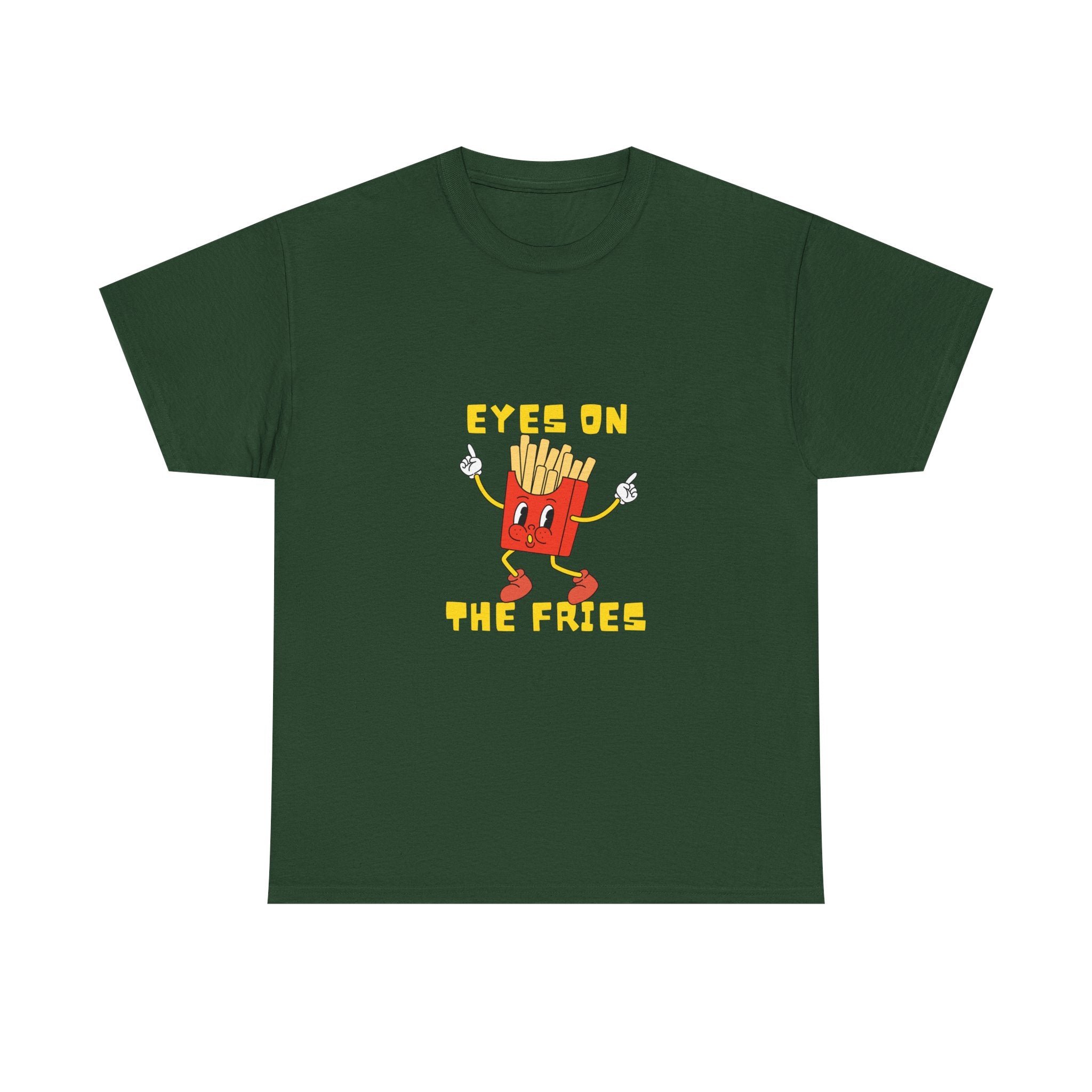 Funny Foodie Unisex Heavy Cotton Tee - 'Eyes on the Fries' Graphic T-Shirt