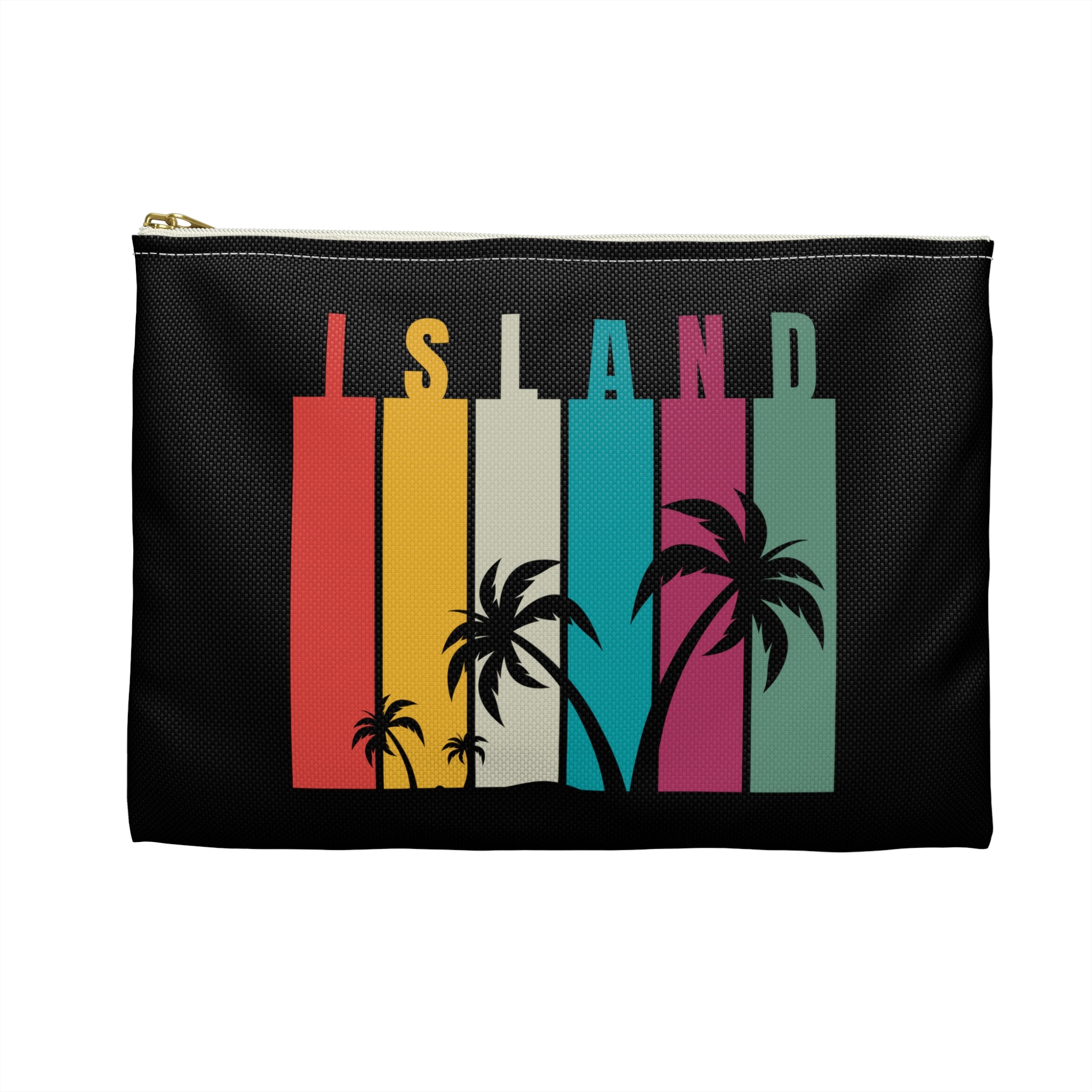 Tropical Island Accessory Pouch - Colorful Palm Tree Design for Travel & Organizing