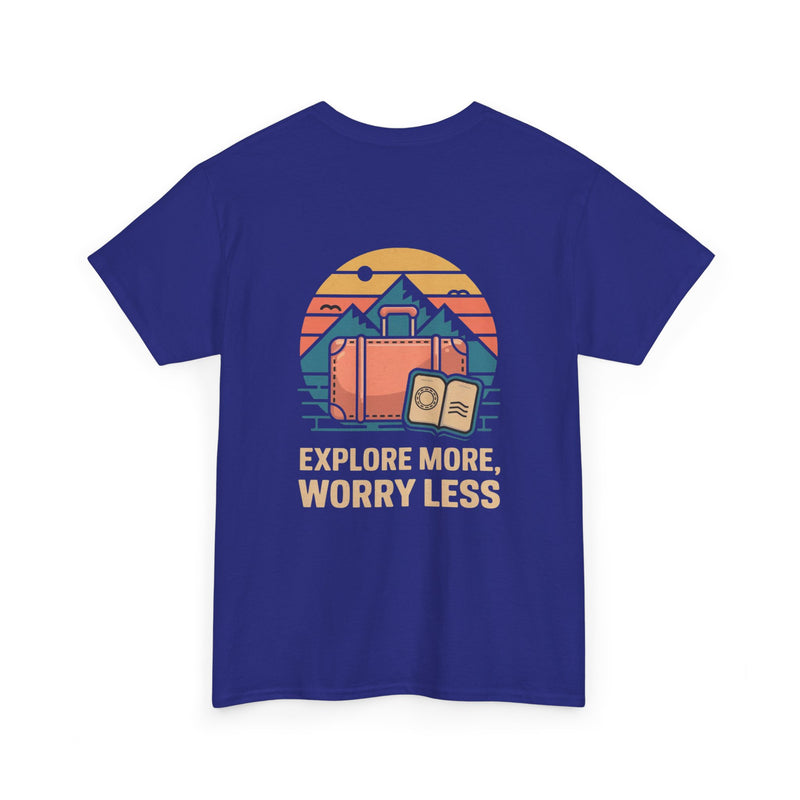 Unisex Heavy Cotton Tee: "Explore more worry less" - T-Shirt
