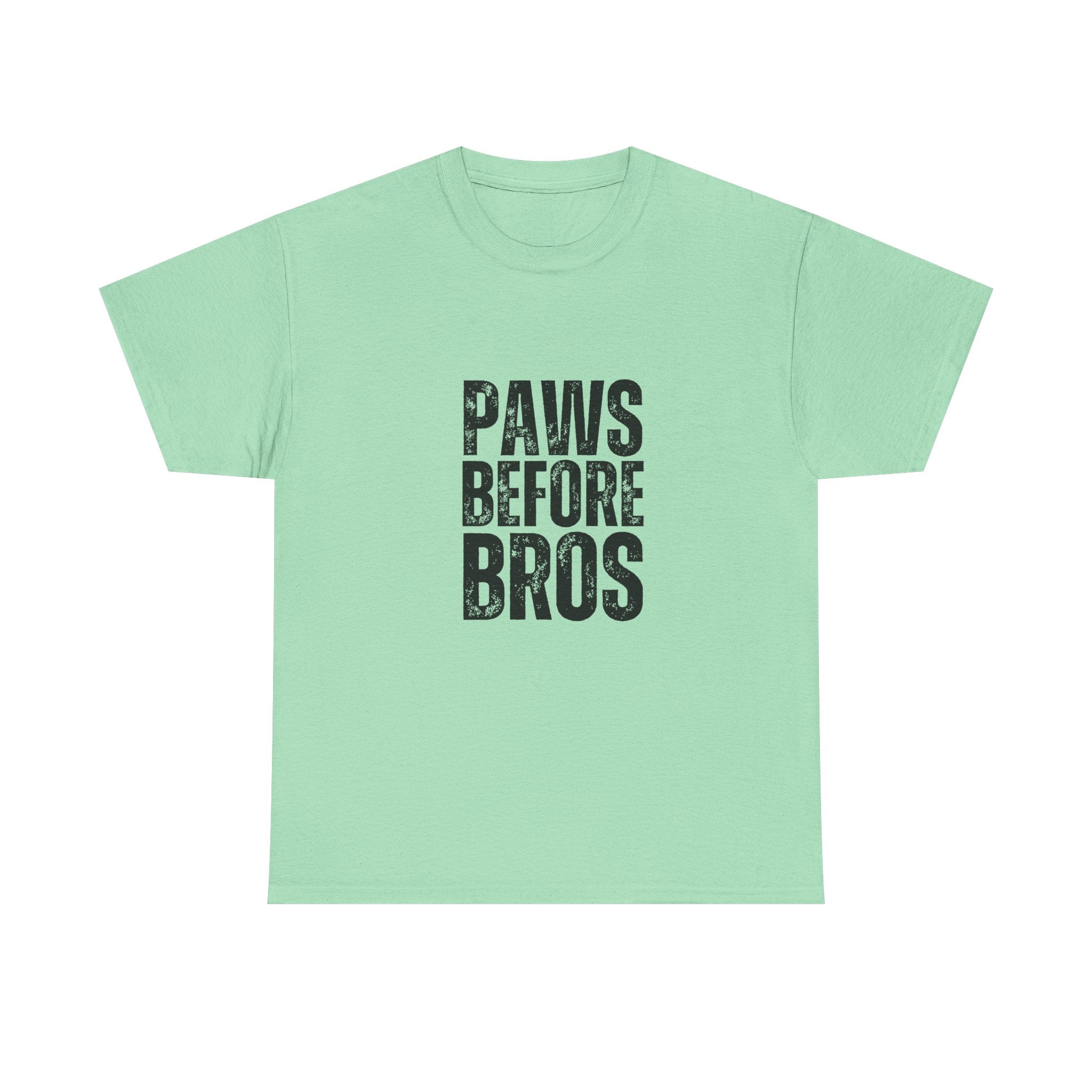 Unisex Heavy Cotton Tee - 'Paws Before Bros' Graphic T-Shirt