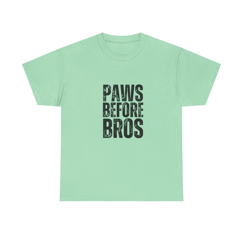 Unisex Heavy Cotton Tee - 'Paws Before Bros' Graphic T-Shirt
