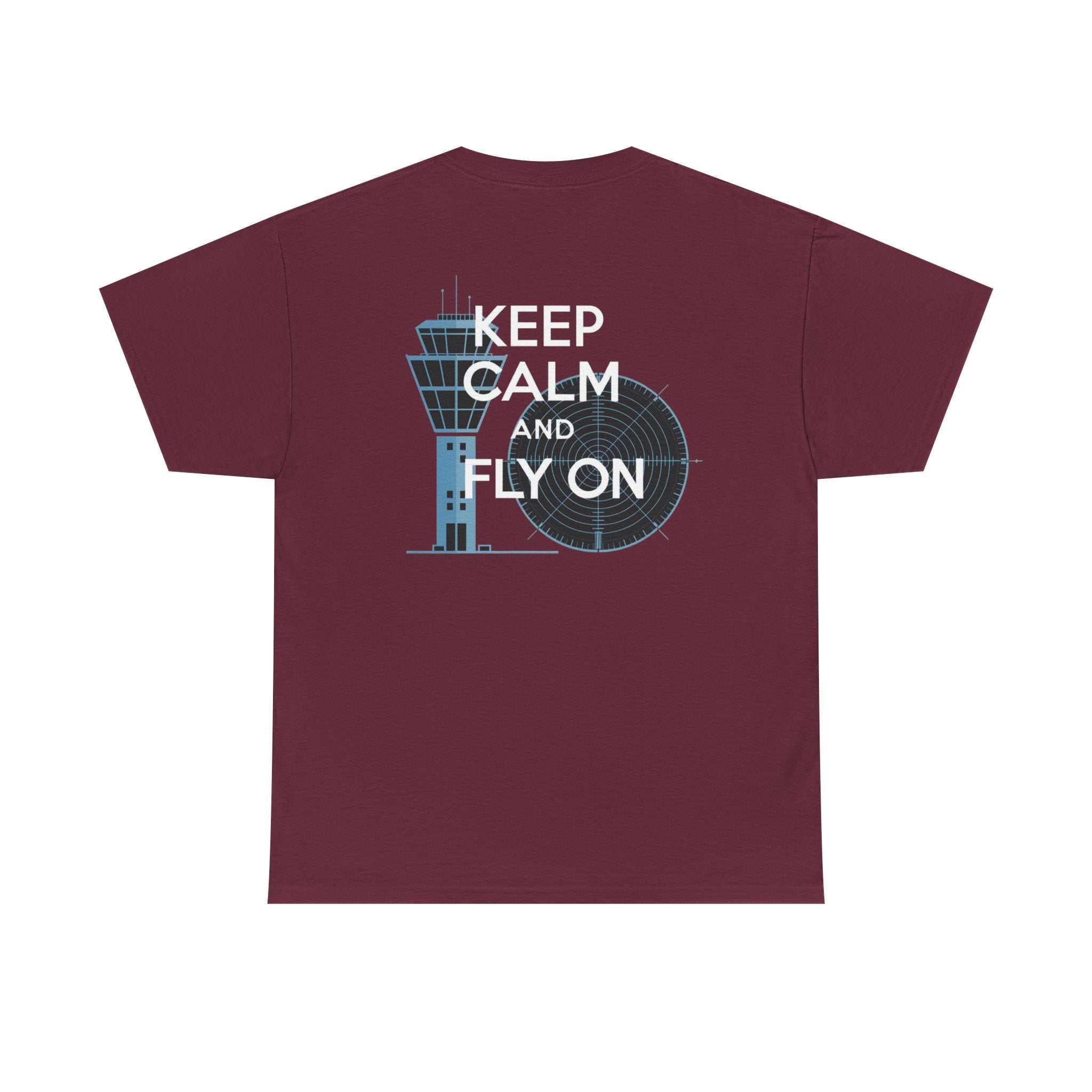 Keep Calm and Fly On Unisex Heavy Cotton Tee