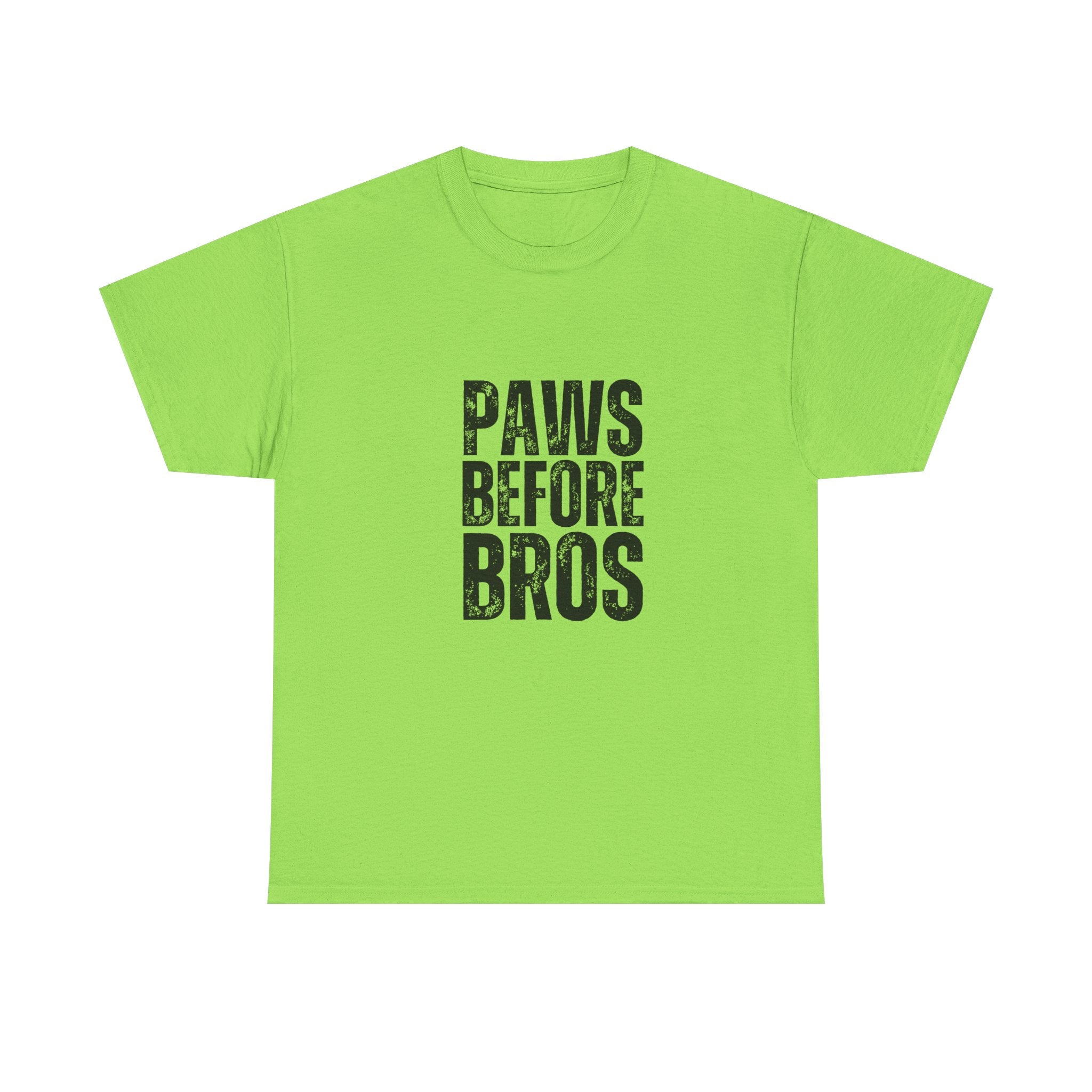 Unisex Heavy Cotton Tee - 'Paws Before Bros' Graphic T-Shirt