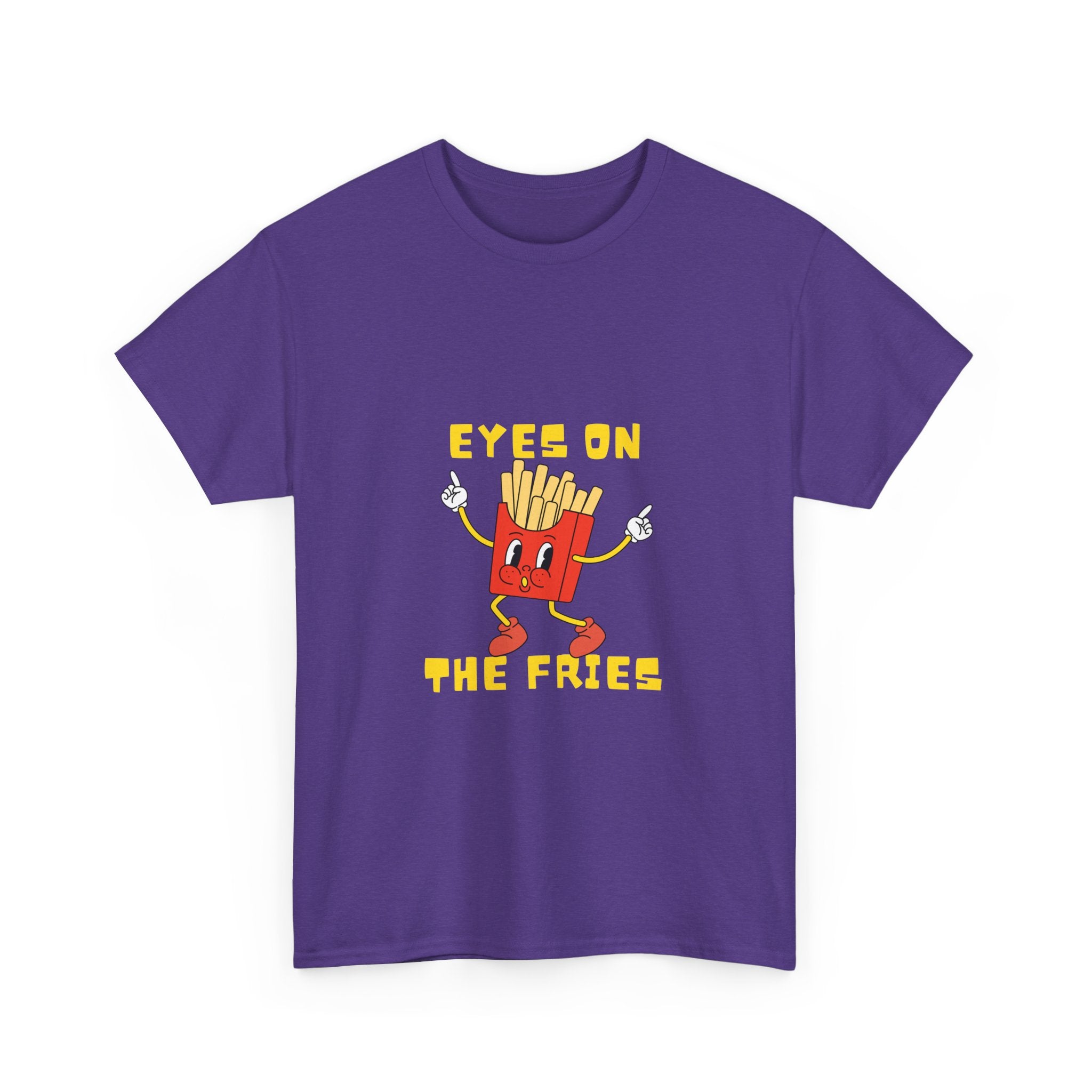 Funny Foodie Unisex Heavy Cotton Tee - 'Eyes on the Fries' Graphic T-Shirt