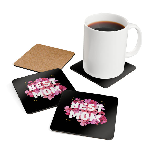 Floral 'Best Mom' Cork Coaster Set - Perfect Gift for Mother's Day