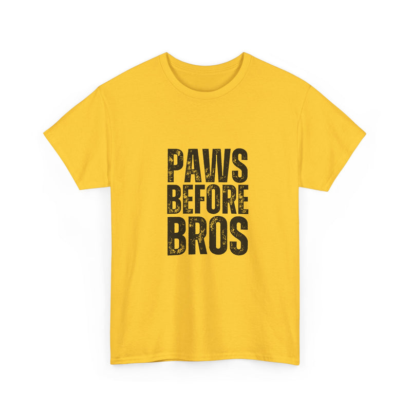 Unisex Heavy Cotton Tee - 'Paws Before Bros' Graphic T-Shirt